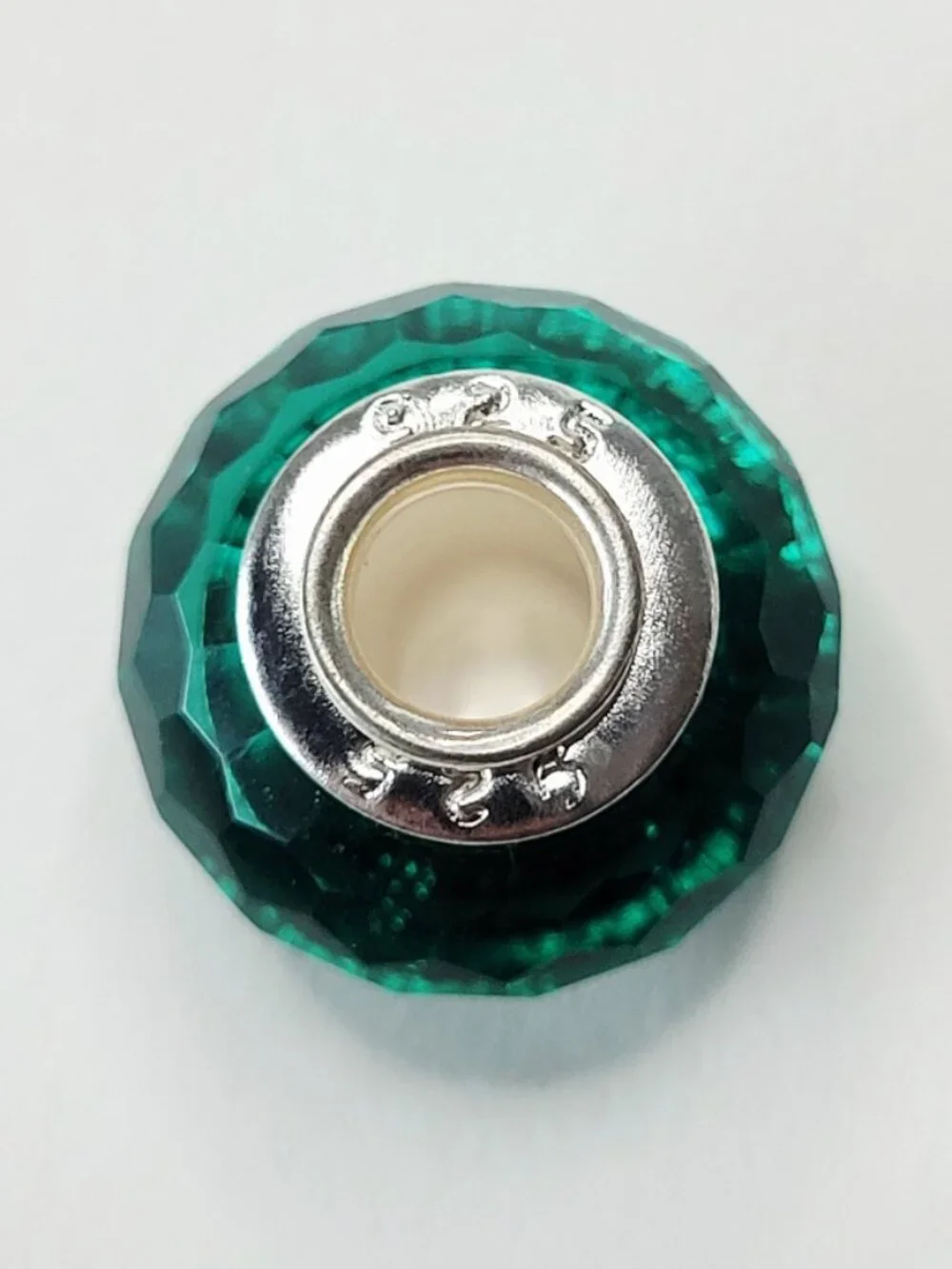 NWT 925 For Pandora Charm Bracelets Emerald Green Glass Faceted European Bead